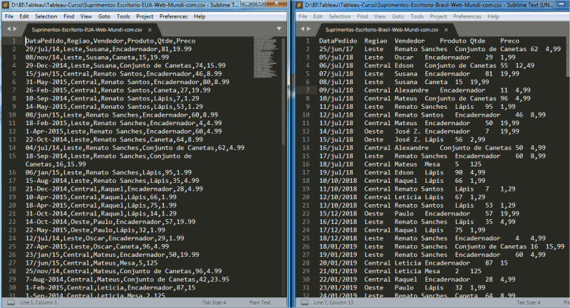 Arquivos CSV com delimitadores diferentes