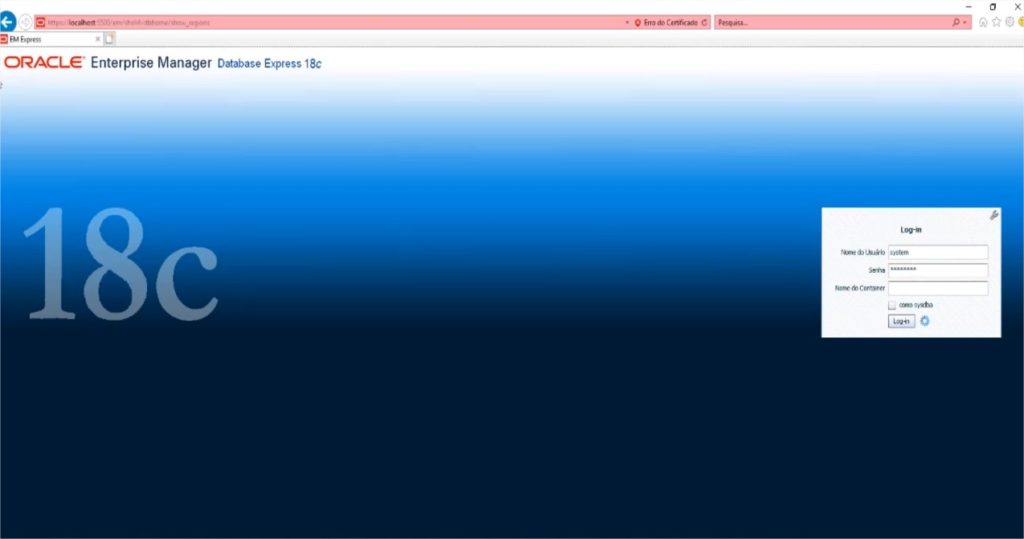 Acesso Oracle Enterprise Manager ou EM