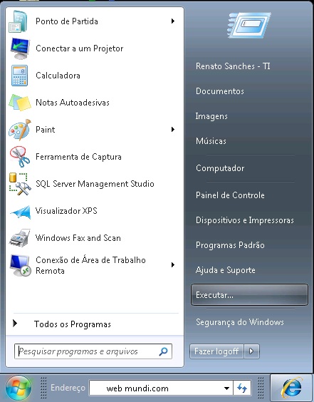 Como ativar o botão Executar no menu Iniciar do Windows 7